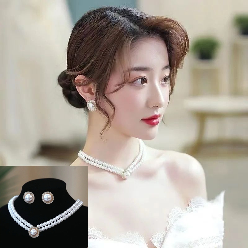 Perhiasan Set 2in1 Kalung Anting  Pesta Perhiasan Pesta