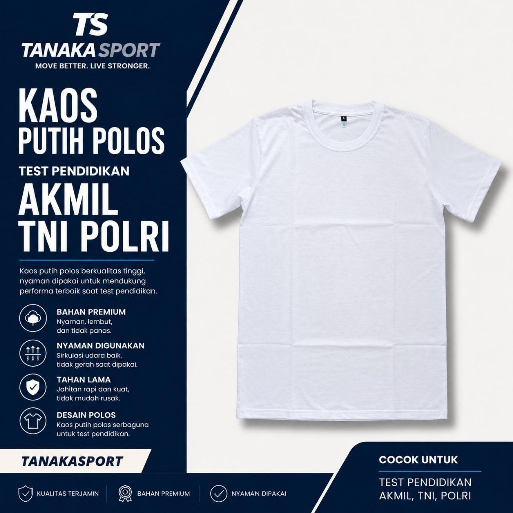 baju polos putih / hitam tes akademi polisi tni tes pendidikan