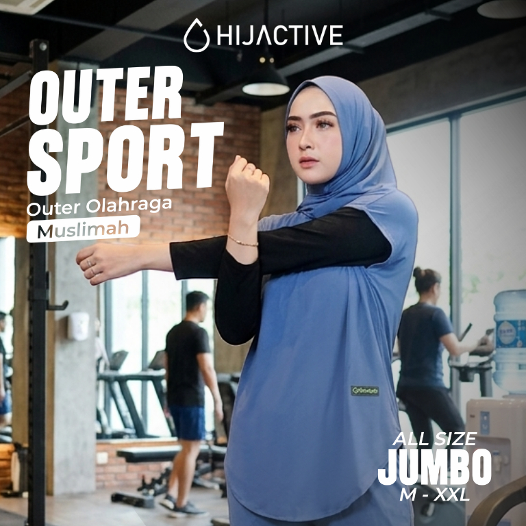 HIJACTIVE - Hijab Outer Sport Hoodie Olahraga Jogging Senam Zumba Badminton Renang Muslimah Menutup 