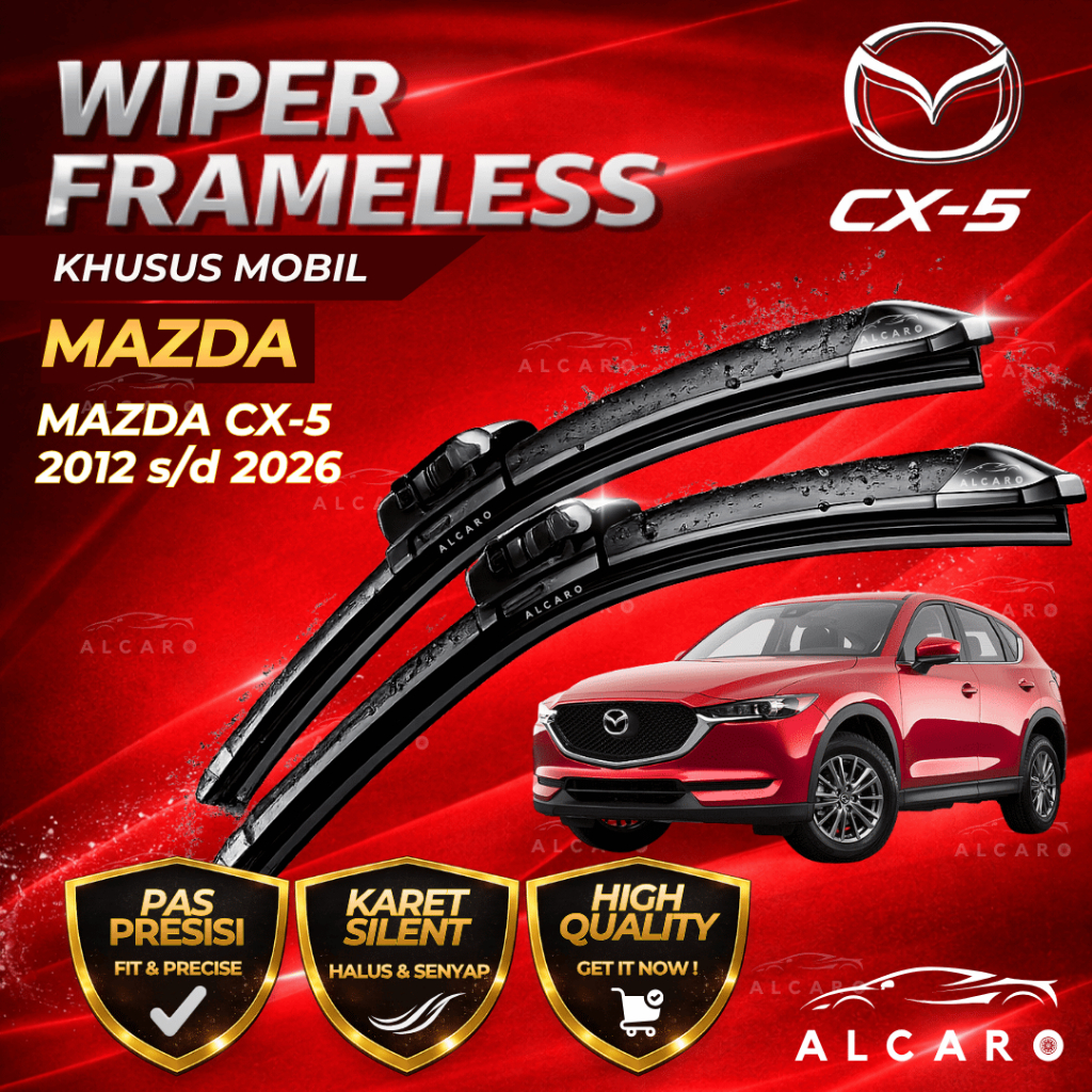 Alcaro Wiper Frameless MAZDA CX-5 2012 s/d 2026 Original Premium - Sapu Kaca MAZDA CX-5 - Wiper MAZD
