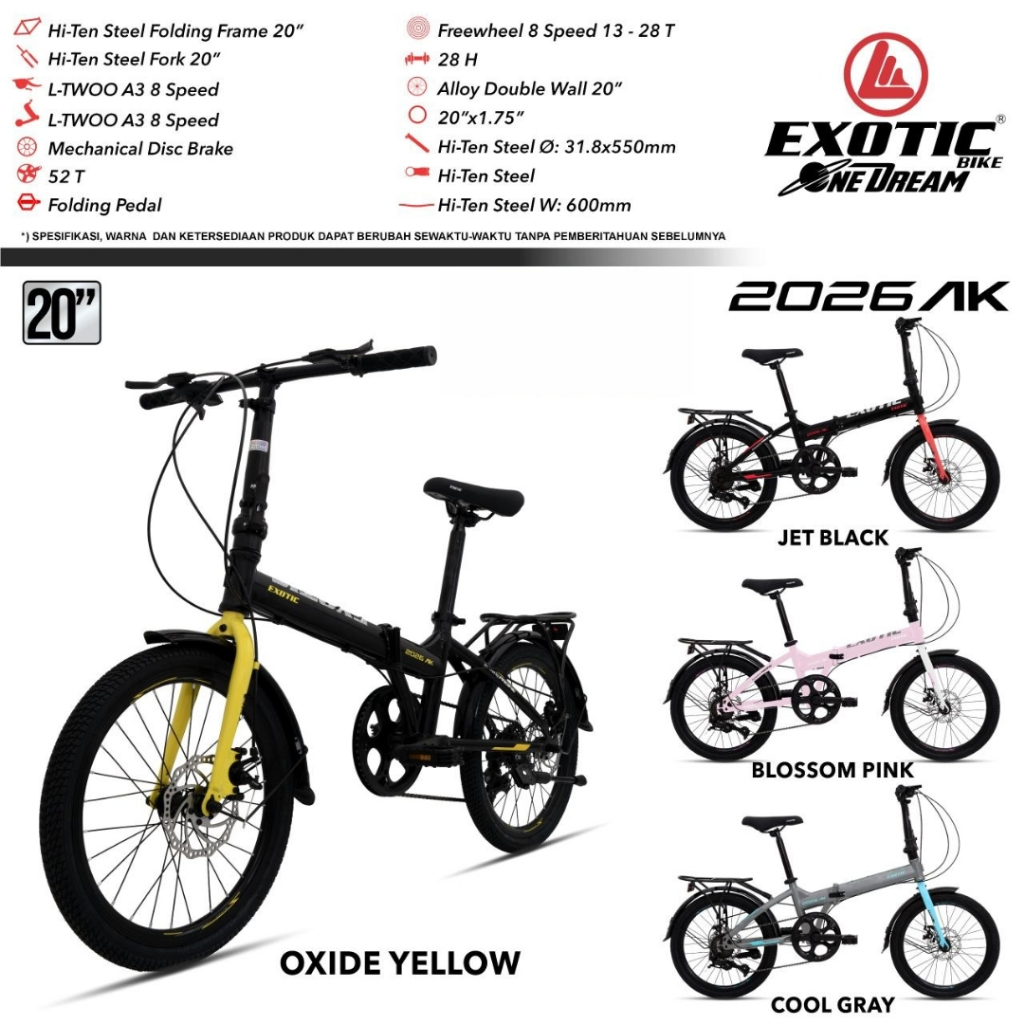Sepeda Lipat Folding Exotic 2026 AK Steel 20 Inch Anak Dewasa Bagus Murah Terbaru Vintage