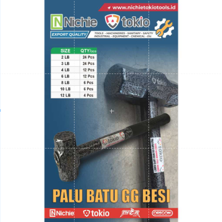 Tokio Palu Batu GG Besi 2 Lb 3 Lb 4 Lb 6 Lb 8 Lb Bodem Pecah Batu Gagang Besi Beton Tembok Cor