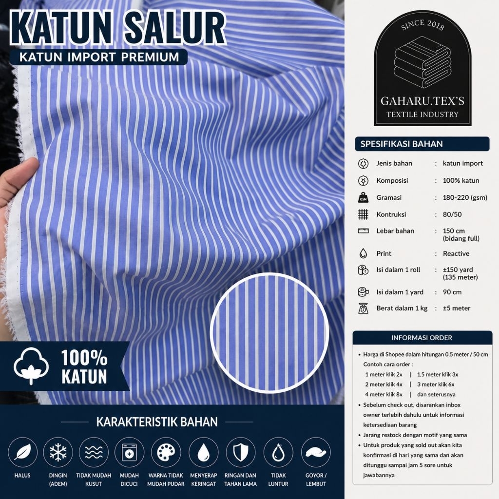 kain katun salur // kain katun salur import // kain katun salur meteran // katun printing