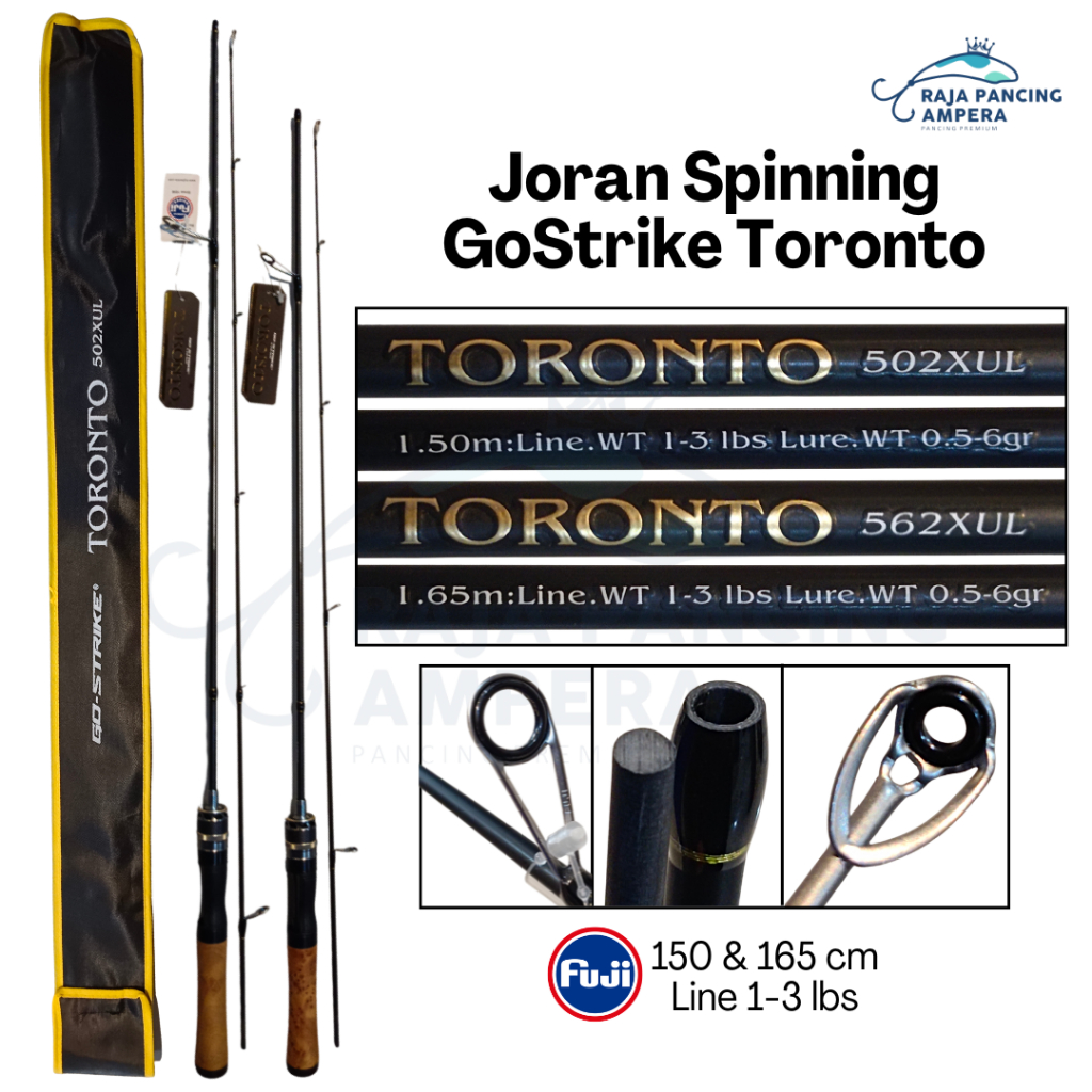 Joran Spinning Casting Go Strike Toronto Stik Pancing XUL Lentur Solid Carbon Ring Fuji