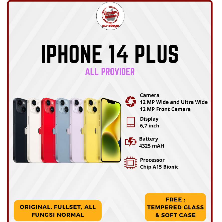 iPhone 14 Plus 128GB/256GB/512GB Fullset Second All Operator Bergaransi