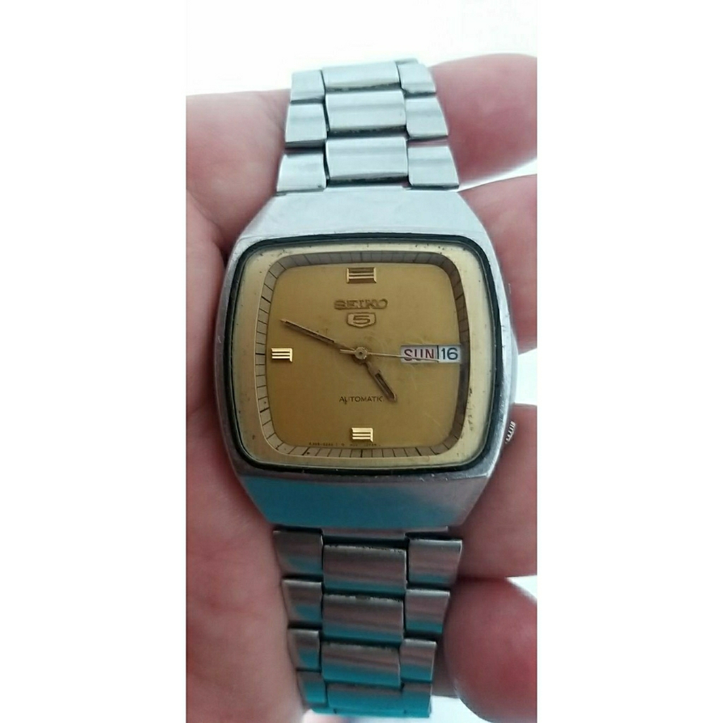Jamtangan Seiko 6309-8940 Square case/Yellow brown dial/All Original 100%JDM/Unisex/36 mm