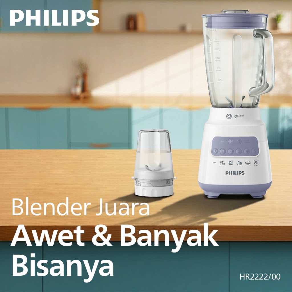 Blender Philips Kaca 2 liter - 5000 Series HR2222/00 - Blender jus - Blender bumbu philips - Dry Mil