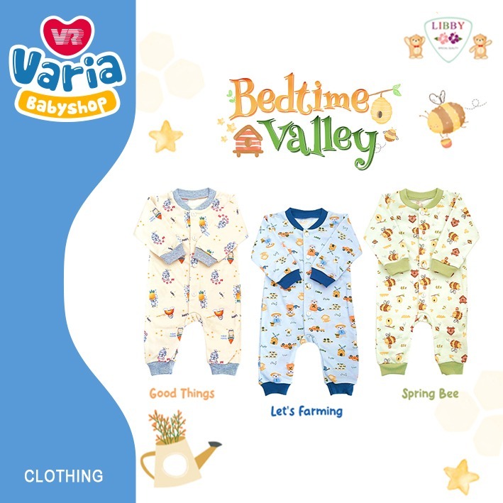 Baju Kodok Panjang Libby / Sleepsuit Bayi Perempuan & Laki-Laki / Baju Kodok Newborn | LIBBY BABY