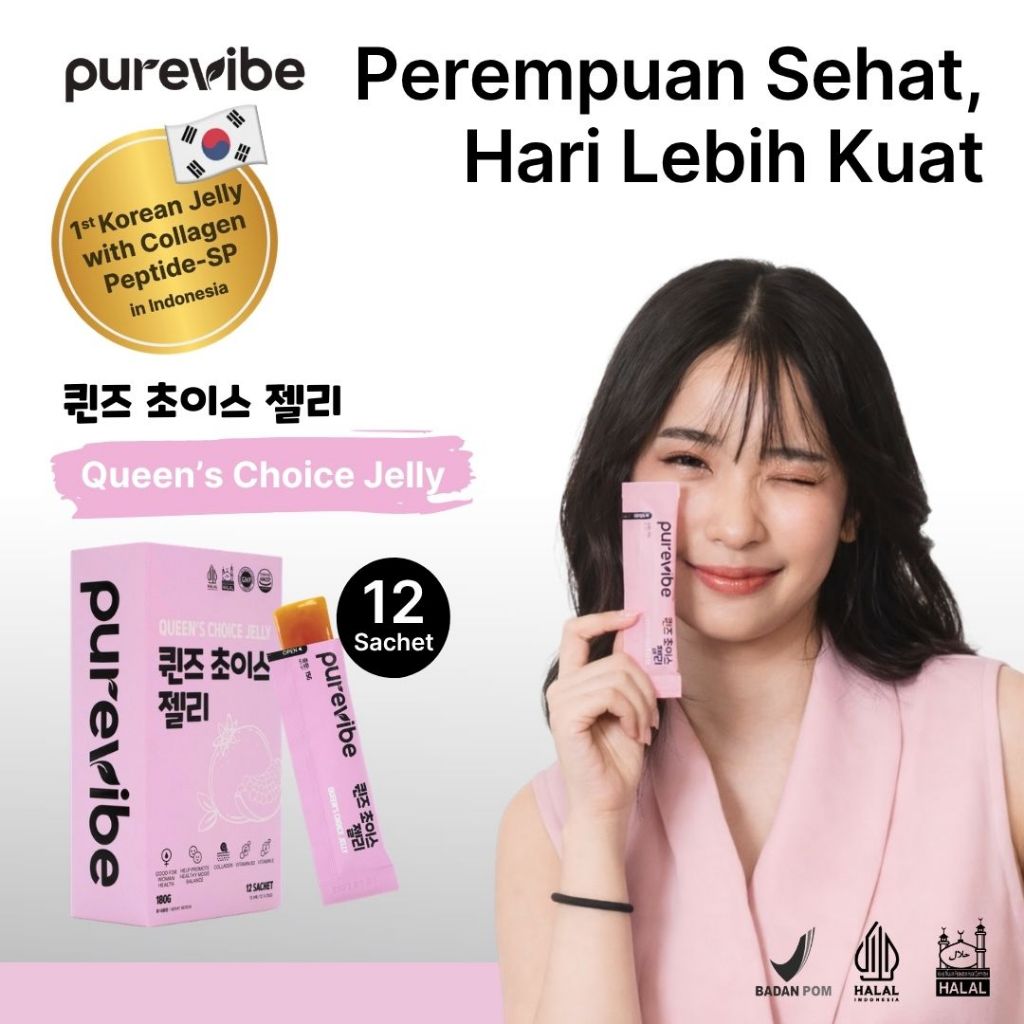 PureVibe Collagen Jelly Queen's Choice - PCOS, Seimbangkan Hormon & Kulit Glowing - Delima + Anggur 