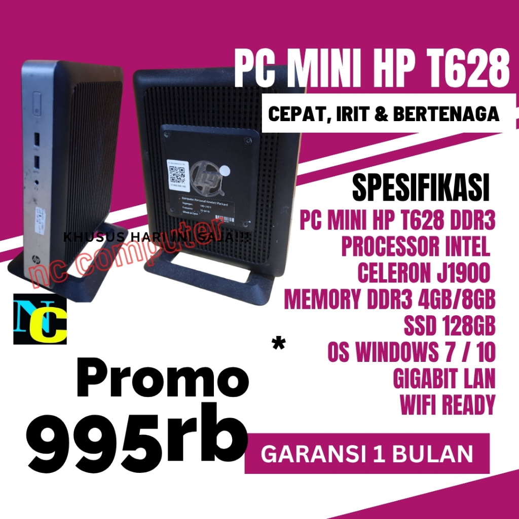 Pc Mini HP T628 Intel Celeron Ram 4GB 8GB Ssd128 - Mini PC HP SSD 128GB