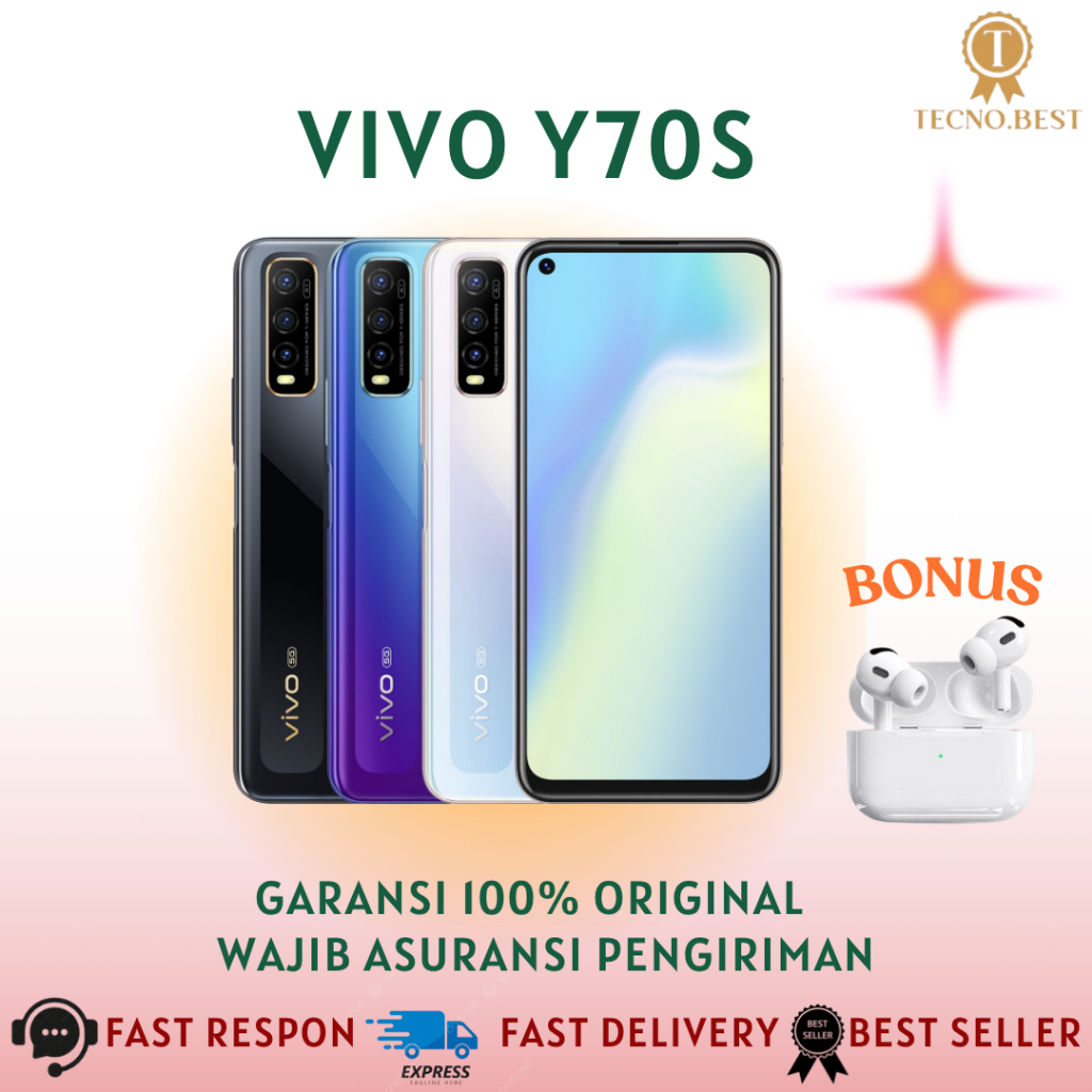 PROMO Vivo y70s [12/512gb] lengkap segel garansi 1 tahun free tws