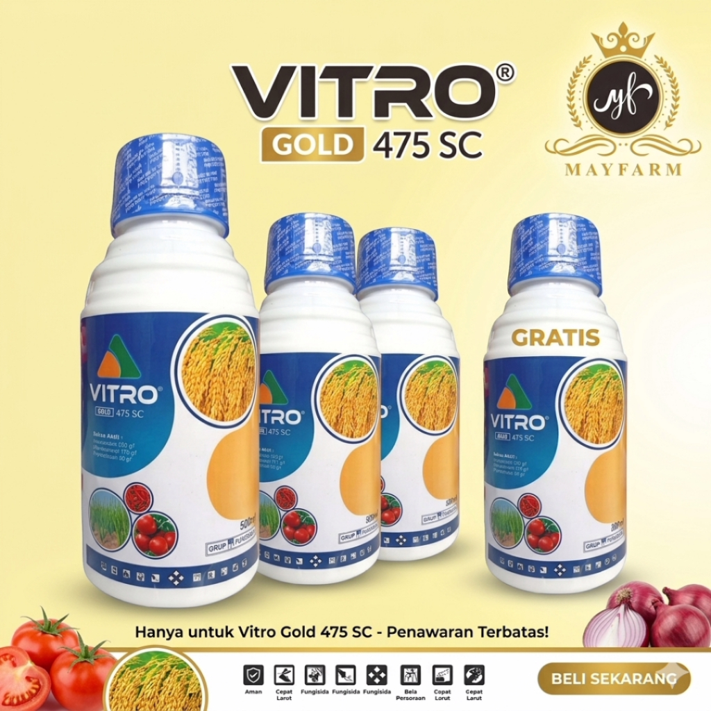 VITRO GOLD 475 SC - 500ML FUNGISIDA AZOKSISTROBIN DIFENOKONAZOL PIRAKLOSTROBIN
