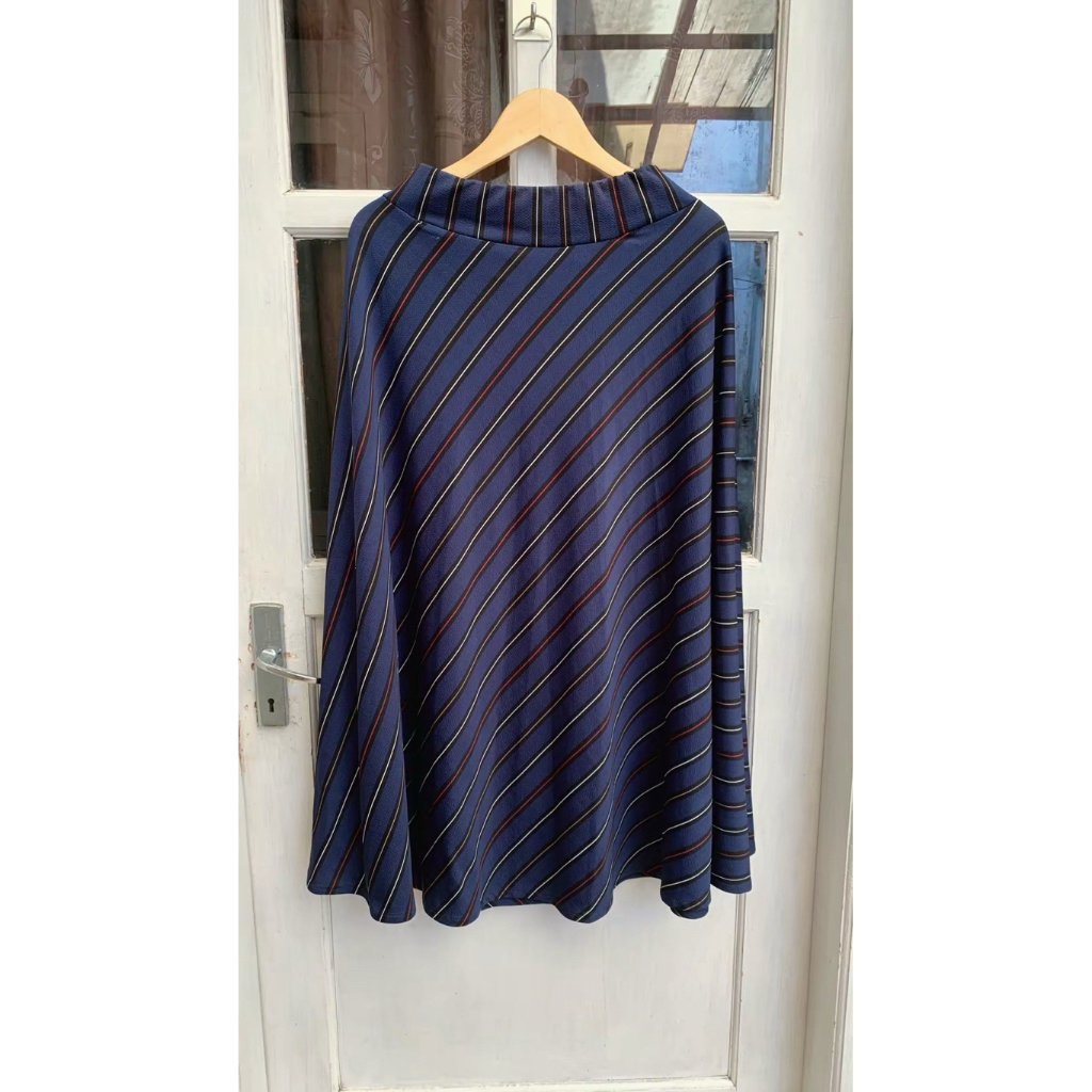 Preloved Rok Panjang Wanita | Rok Motif Garis-Garis | Rok Biru Garis-Garis