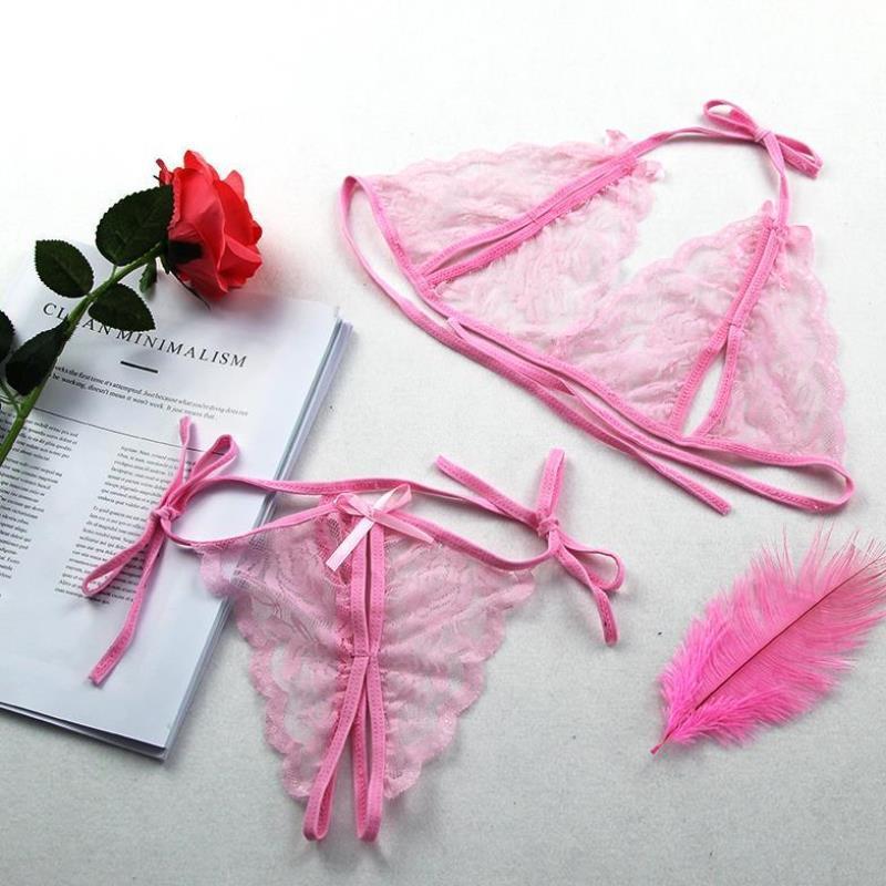 HOT PRODUCT Lingerie Wanita Renda TIpis Tali Bra Set G String buka Bra thong a129