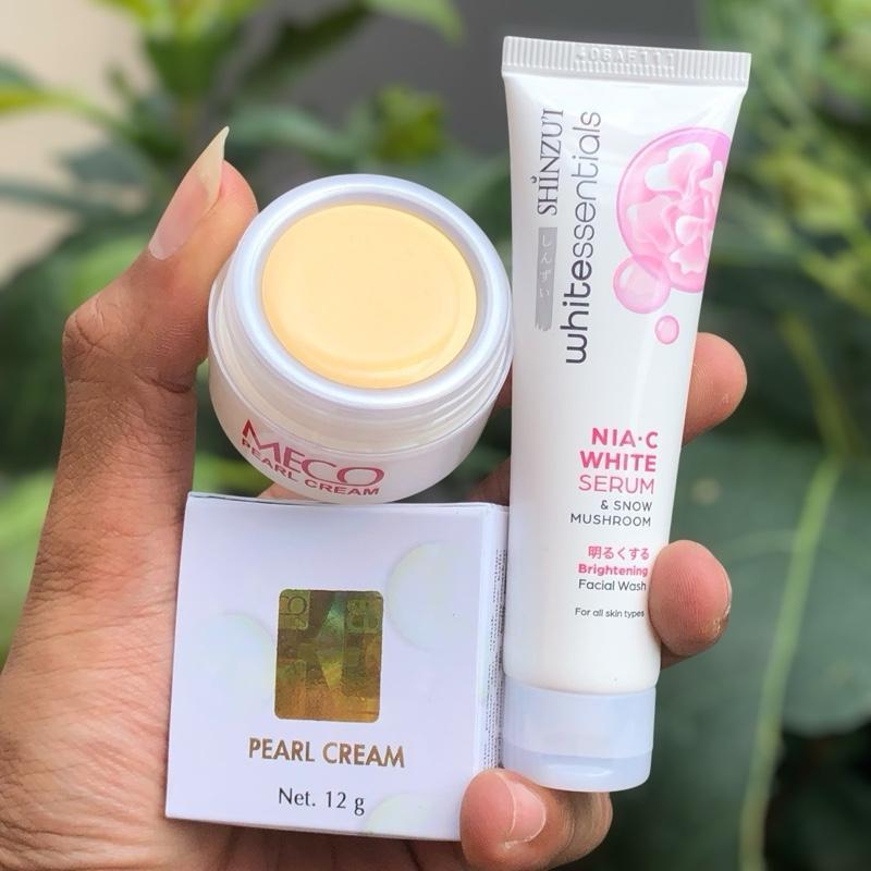 Paket Glowing Shinzui Facial Wash 20ml & Cream MECO untuk Kulit Cerah Berseri - Memudarkan Flek Hita
