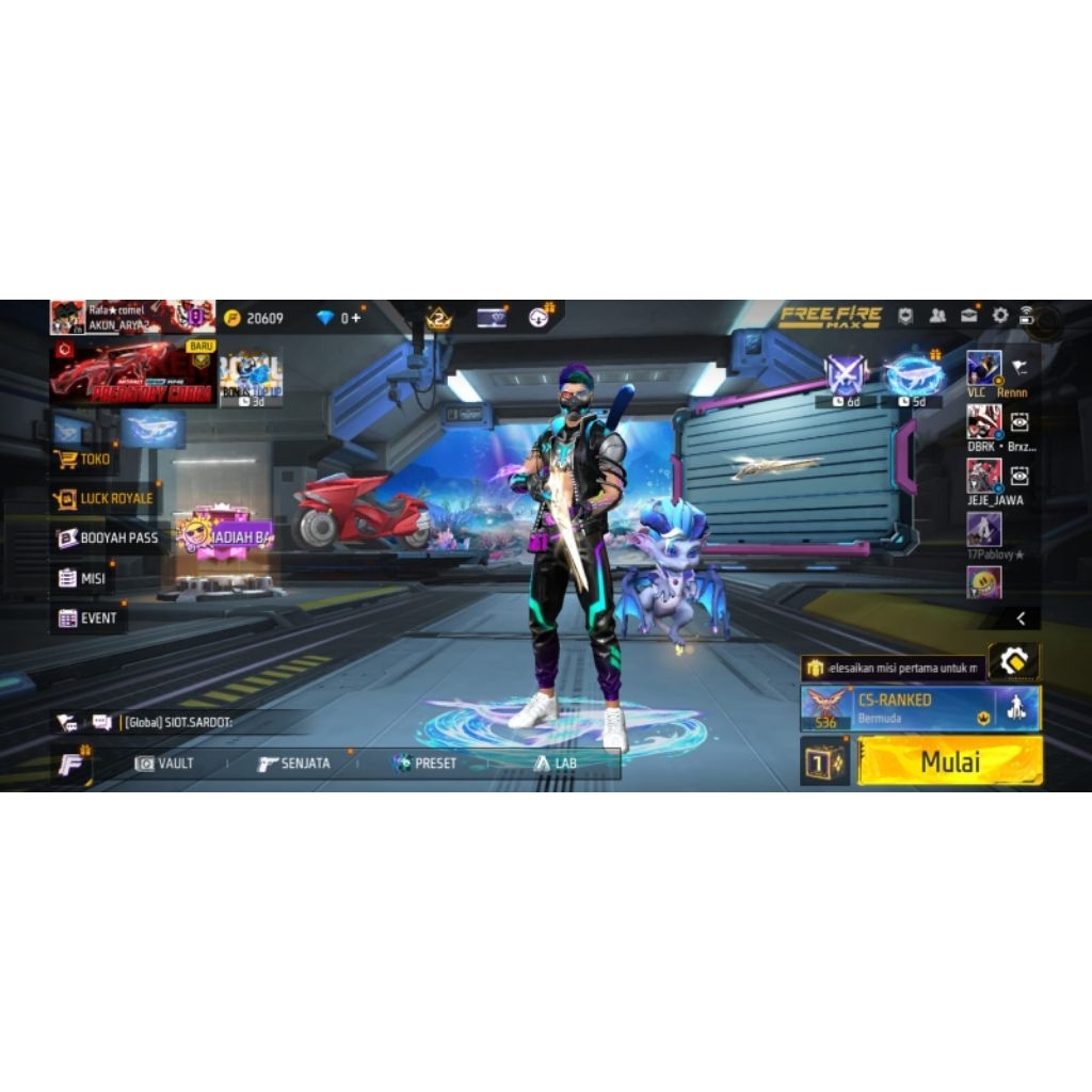 AKUN FF SPEK SG GURUN EVO 1 COWOK/CEWE