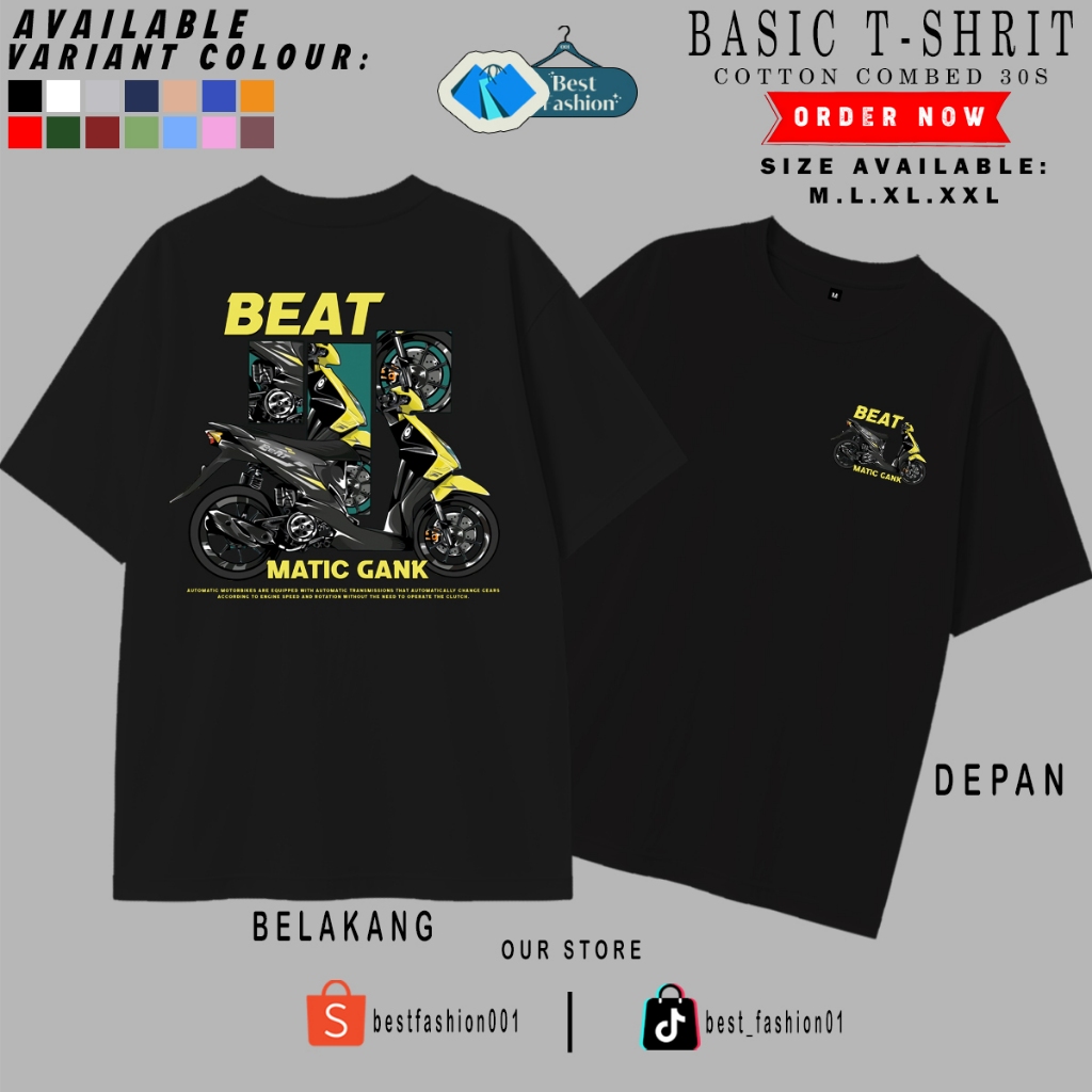 Kaos Distro Honda Beat Karbu Yellow Modifikasi Racing T-shirt Cotton Combed 30s Baju Matic Gank