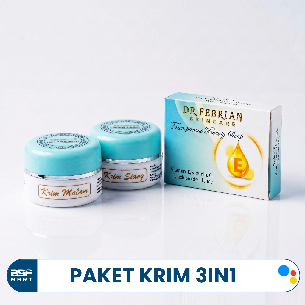 Paket Original Dr Febrian Skincare - Basic Skincare Krim Siang Malam & Sabun Wajah BPOM