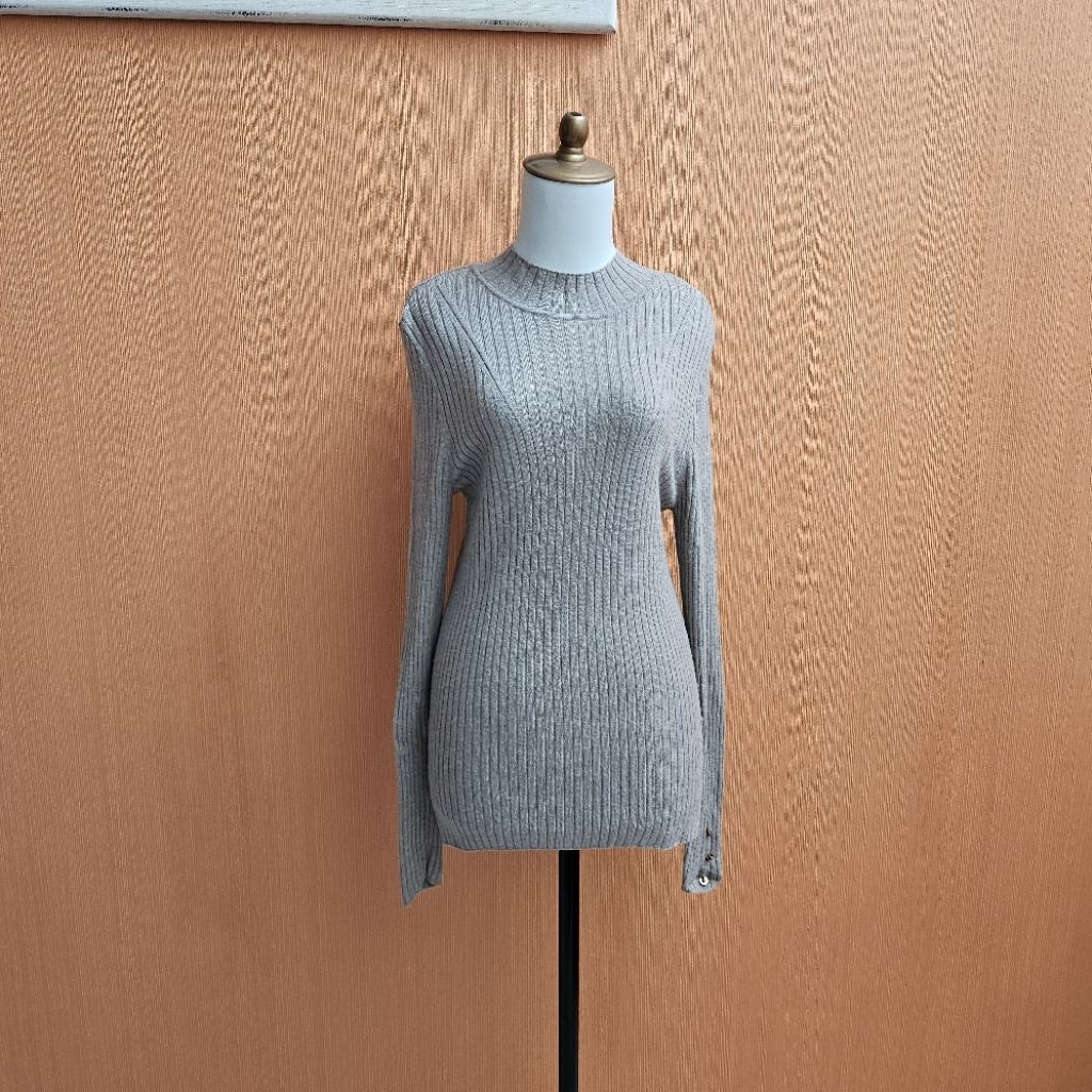 atasan wanita rajut cream krem SJ WANI cewek M lengan panjang L turtle neck MEWAH bodycon sexy blous