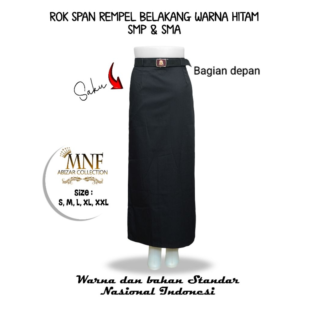 Rok span hitam panjang rempel belakang SMP SMA