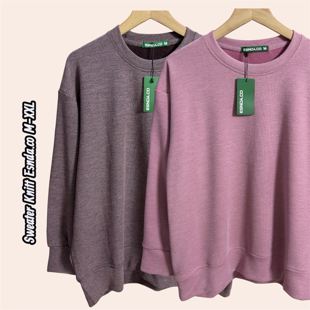 Basic Sweater Bottom Knitt Phenomenal Wanita Lengan 7/8 Switer Polos Terbaru