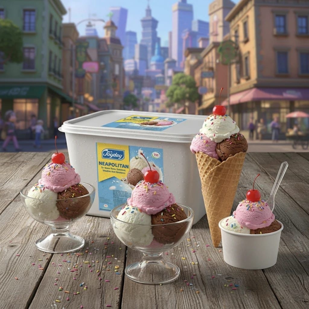 eskrim joyday neapolitan(mix 3 rasa vanilla,coklat,strawberry)