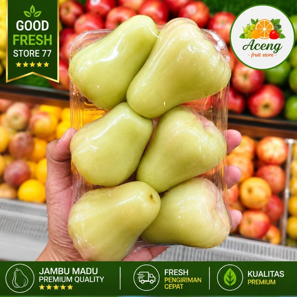 Jambu air Deli madu super sweet jambu air hijau manis pack -+500 gram