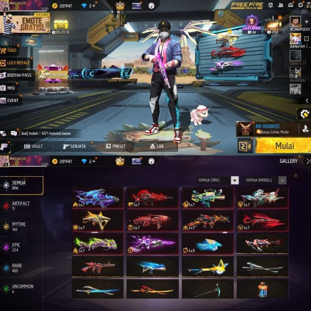 Akun free fire,FF Sultan mexx full season old selalu aman bisa bayar di tempat