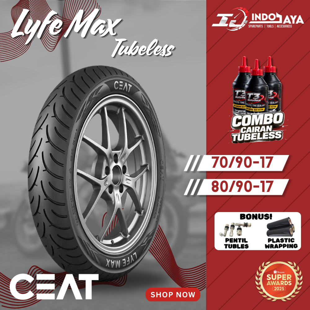 [FREE PENTIL] BAN TUBELESS CEAT LYFE MAX R17 ( 70/90-17 - 80/90-17 ) BAN LUAR DEPAN BELAKANG RING 17