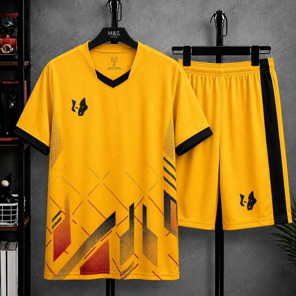SETELAN BAJU BOLA 1 SET PAKAIAN OLAHRAGA PRIA WANITA BAJU KAOS BADMINTON LINING BULUTANGKIS VOLLY FU