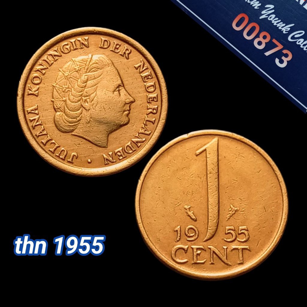 UKA055Coin 1 Cent (BELANDA) Ratu Juliana Thn 1955 Detail Bagus