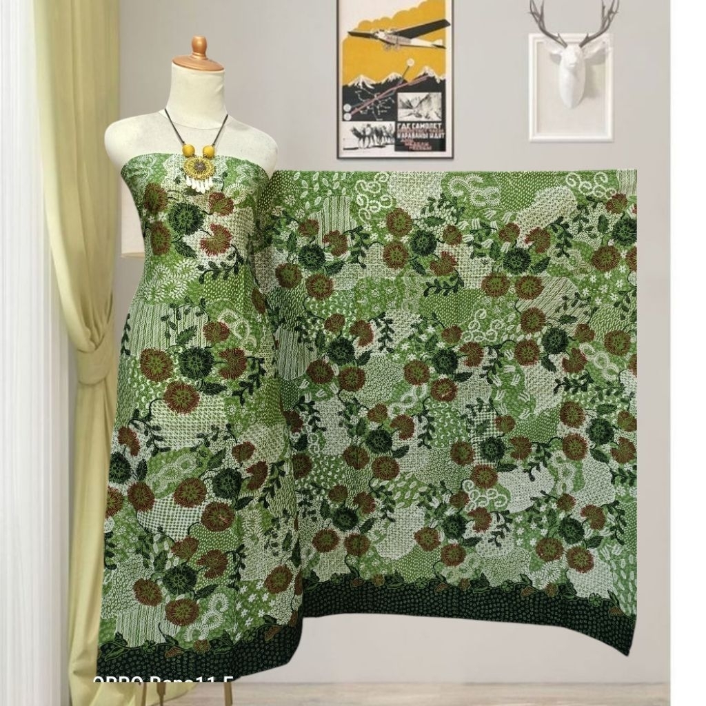 Kain Batik Tulis Madura Motif Sekar jagad Warna Hijau