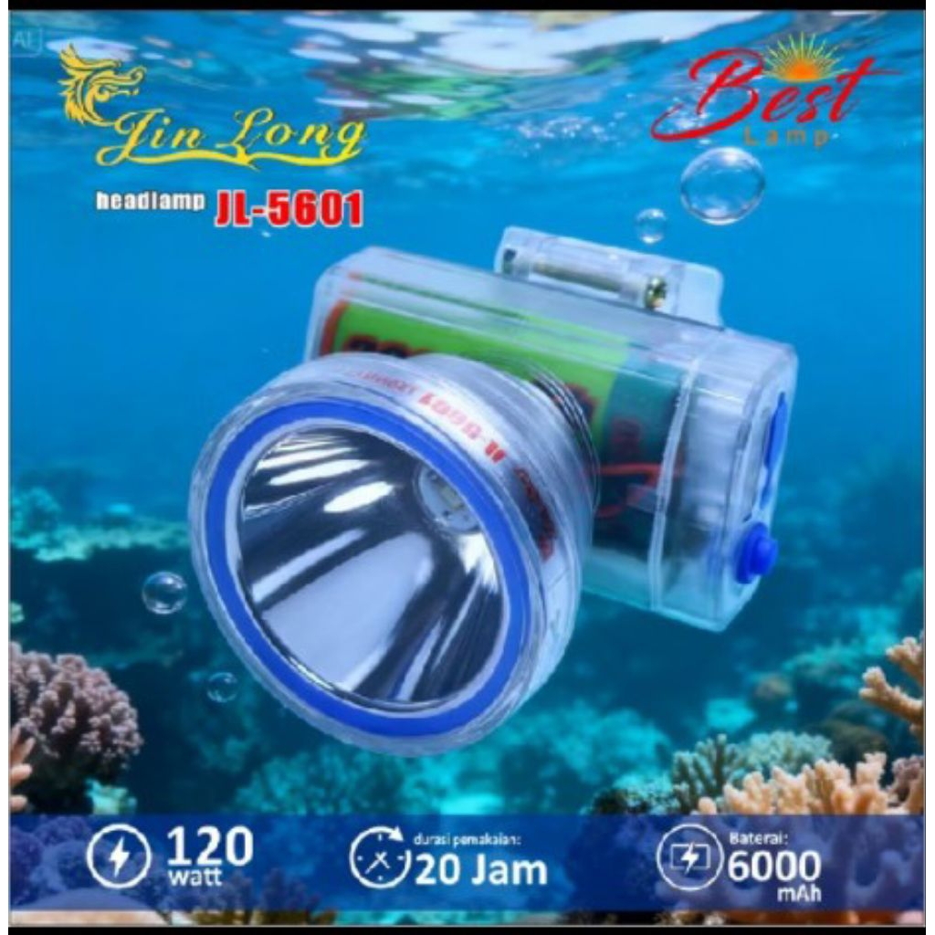 COD Jinlong jl-5601 senter kepala menyelam 120watt original cahaya putih kedalam 200meter