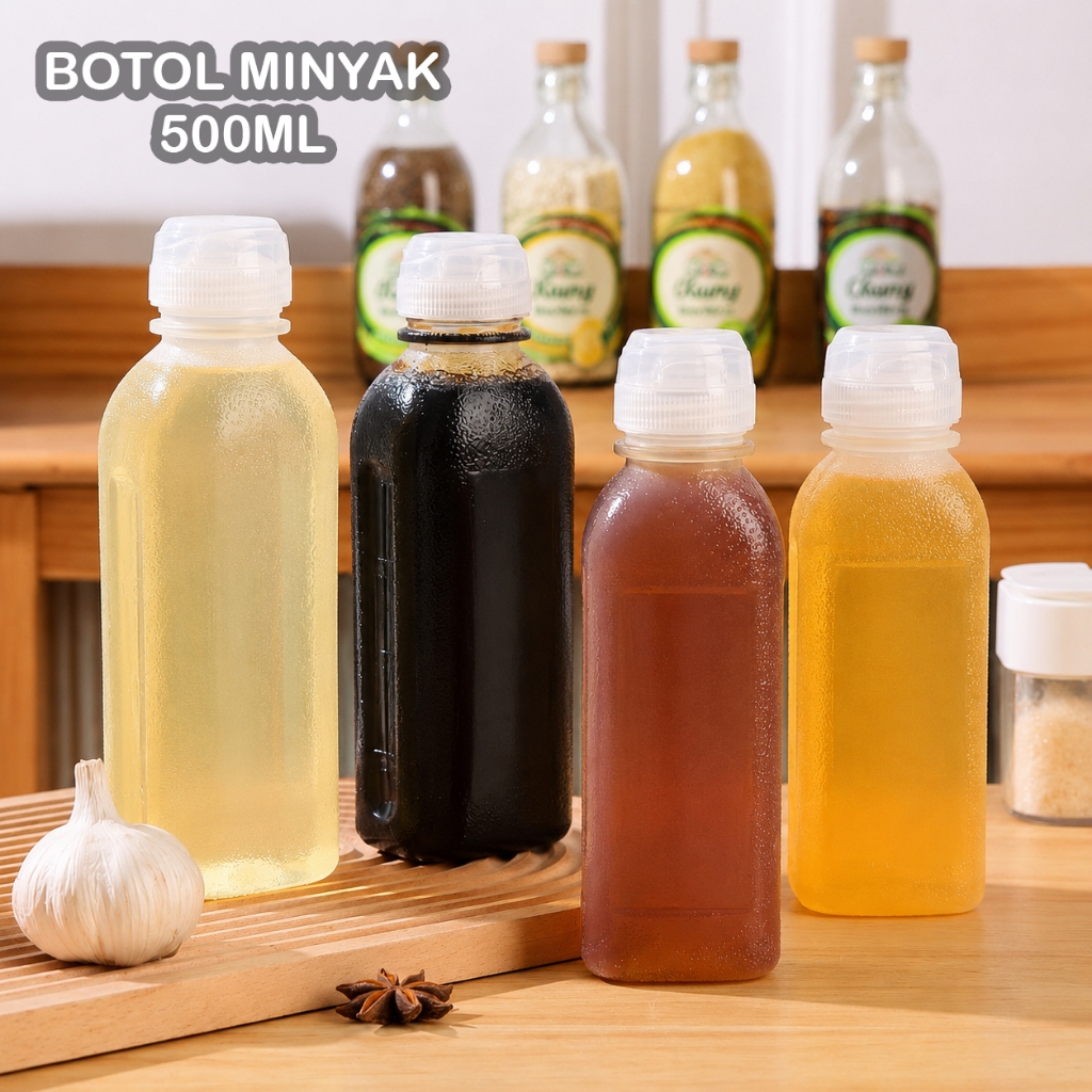 (ZZ) Botol Fliptop 500ml Multifungsi untuk Minyak Makan Kecap Saos Saus Madu tomat Bumbu Cair Dapur 