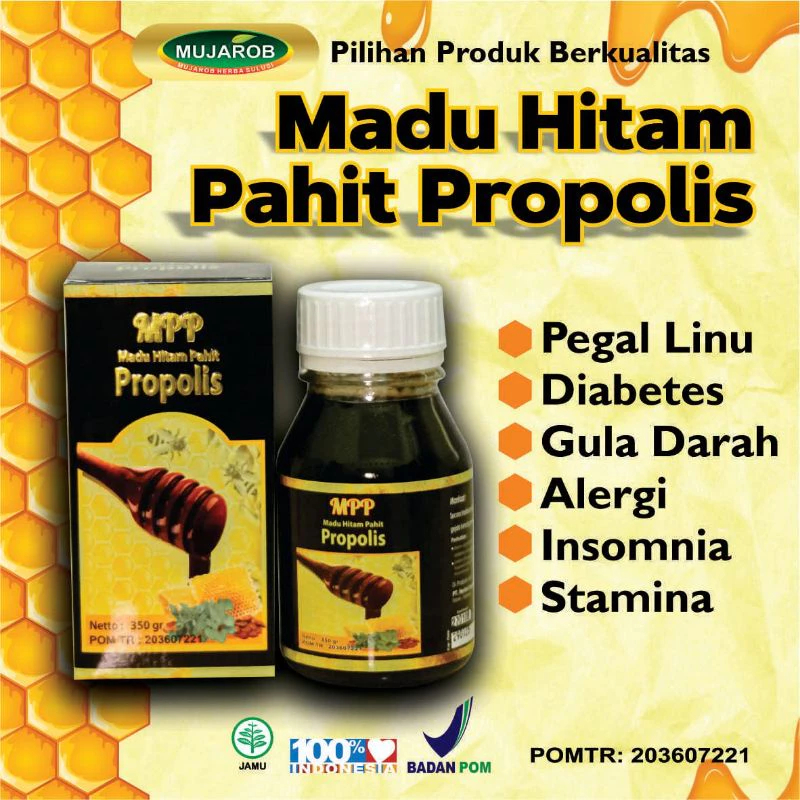 MPP - Madu Hitam Pahit Propolis Mujarob 350gr
