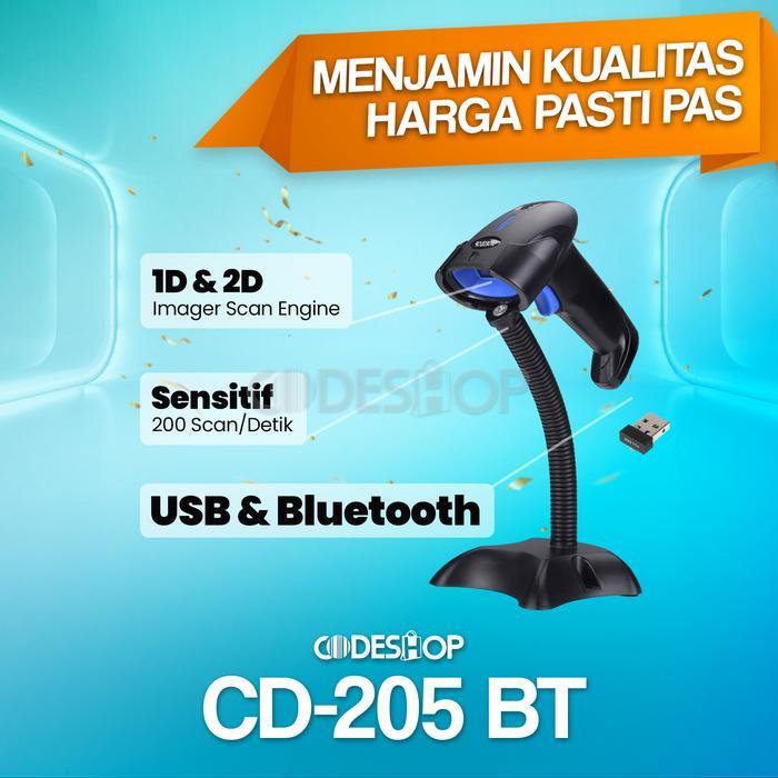 Sale Barcode Scanner 2D Wireless Bluetooth Codeshop Cd-205Bt