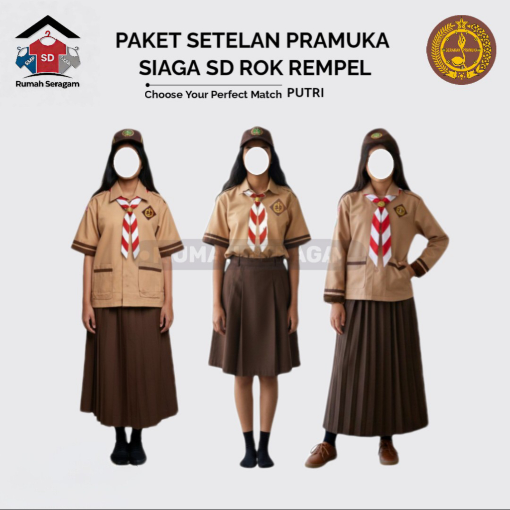 SETELAN BAJU PRAMUKA SIAGA SD PUTRI LENGKAP / SERAGAM SEKOLAH PRAMUKA SD SIAGA BAJU SEKOLAH PRAMUKA 