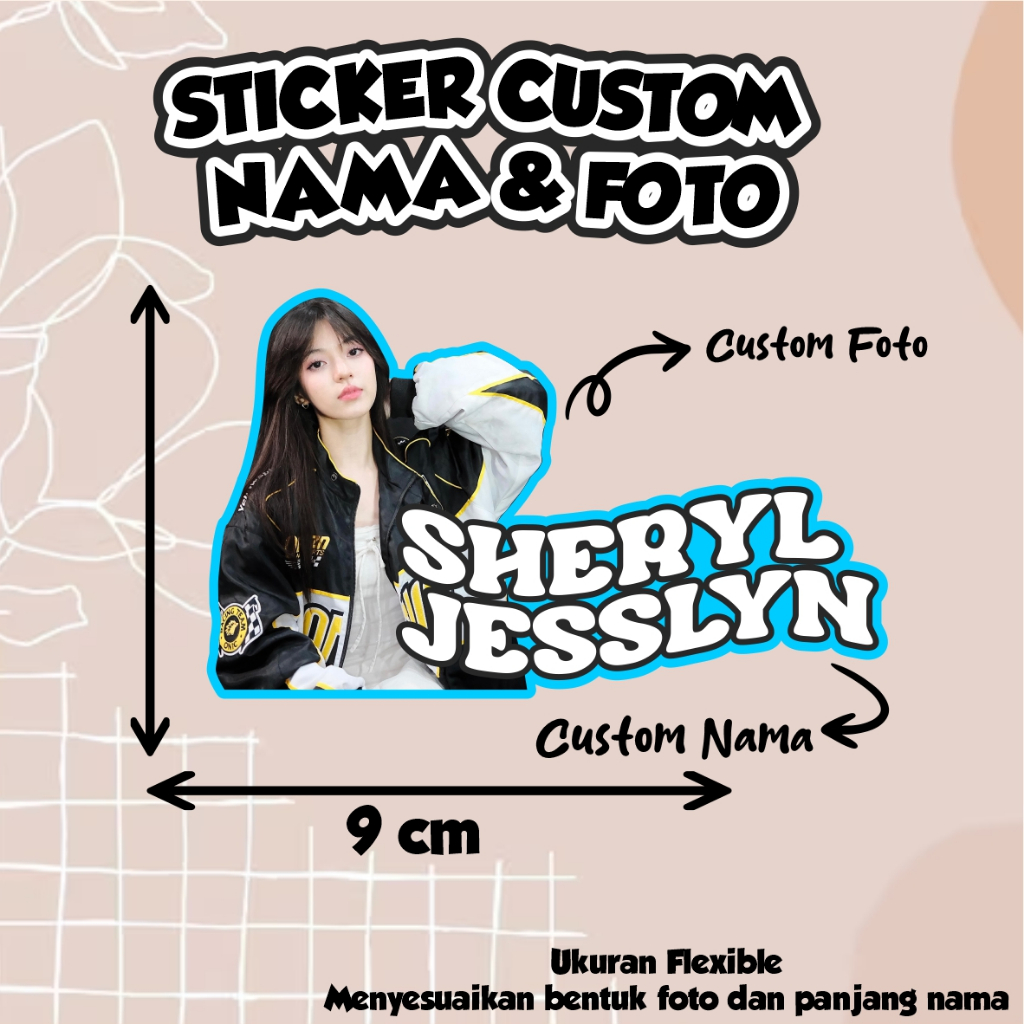 Stiker Custom Foto dan Nama Waterproof | Cetak Stiker Estetik Foto nama sendiri Bisa Request Foto & 