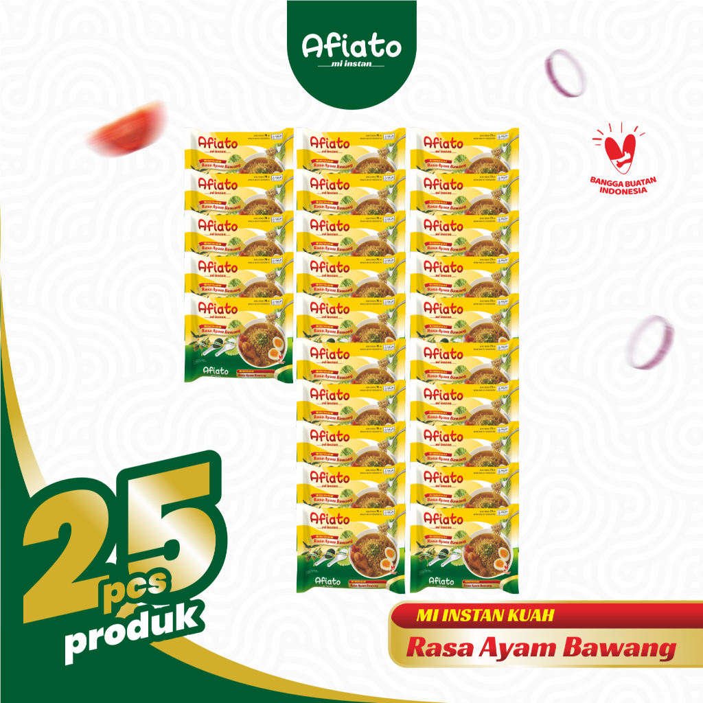 25 pack Mie Instan Kuah Afiato Rasa Ayam Bawang | Enak Murah Bermanfaat | Mie Enak Kaya Manfaat | Mi