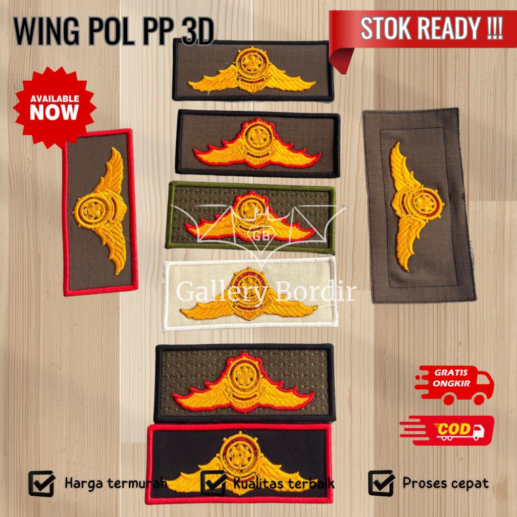 bordir wing pol pp timbul 3d