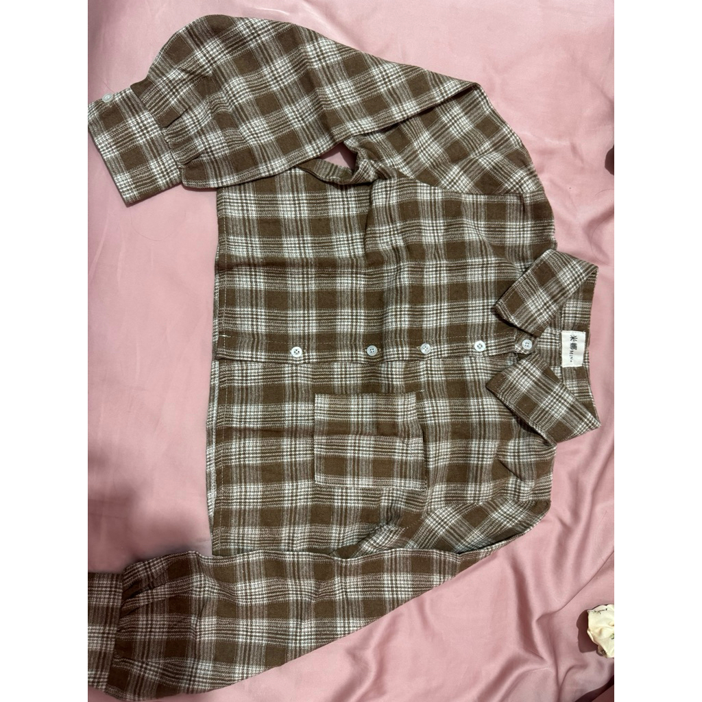 kemeja flannel crop top