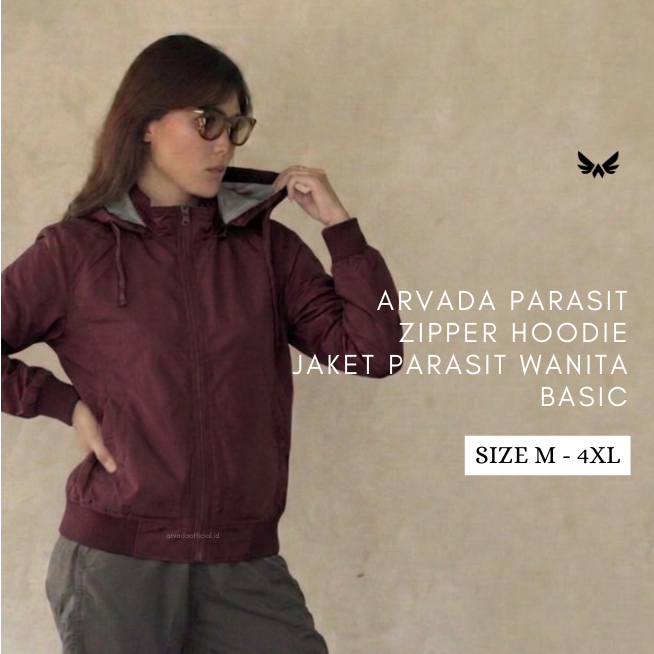Arvada Parasit Zipper Hoodie Jaket Woman Merah | Jaket Parasit Wanita Basic