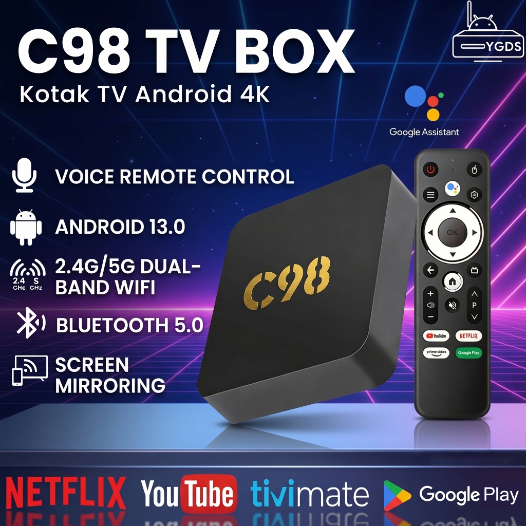 YGDS C98 Android Tv Box Ram 4gb Rom 32gb Bluetooth Voice Note Tv Box Android 13.0 Support 4K Ultra H