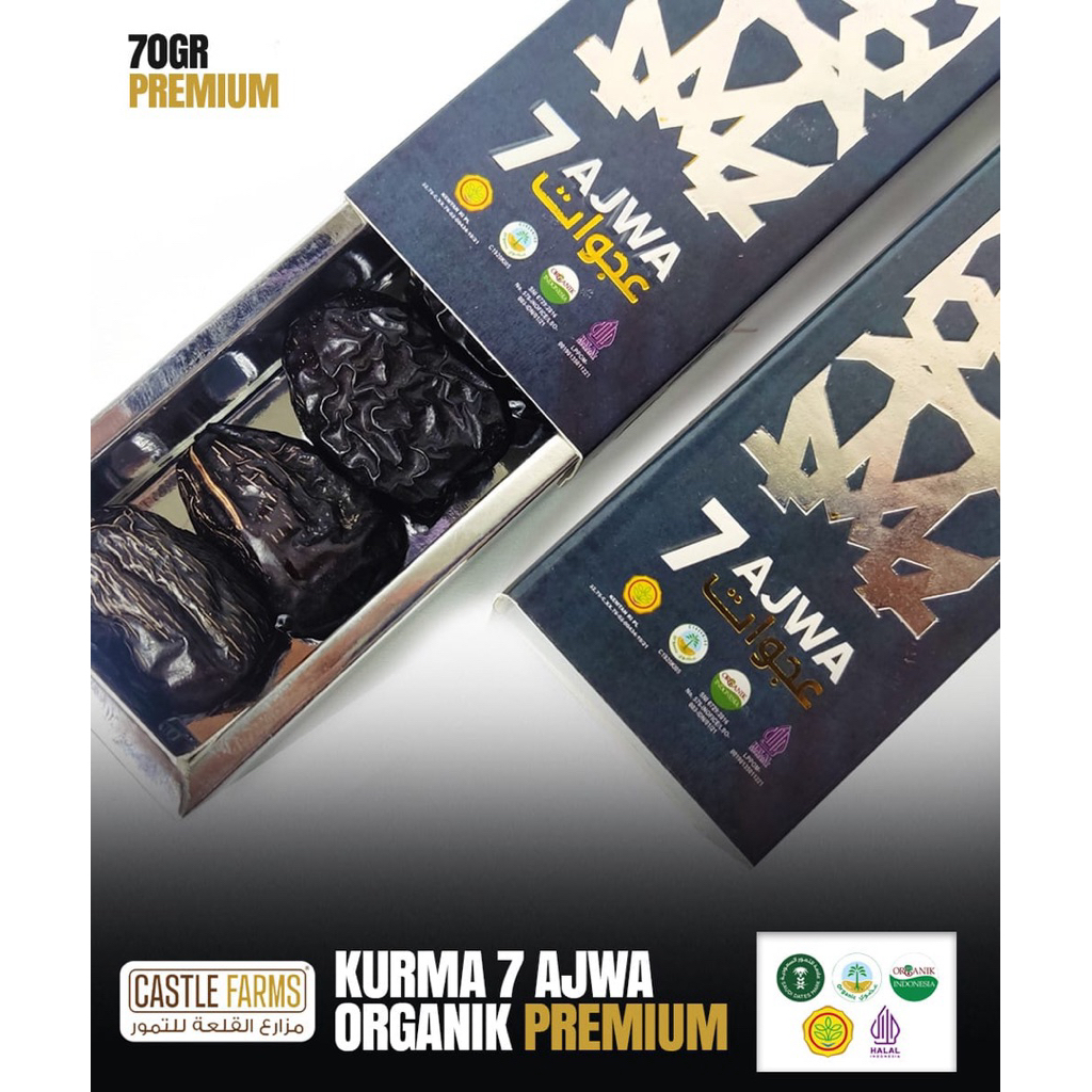 (7BUTIR) Ajwa Castle Farms Premium Organik 7butir Kurma / ORIGINAL CASTLE FARMS