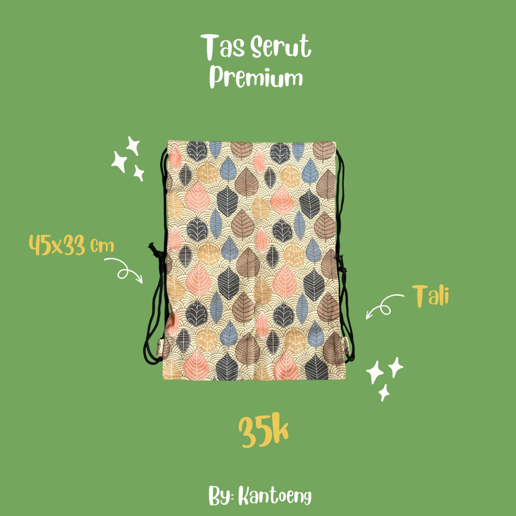 STRING BAG / TAS SERUT PREMIUM - MOTIF DAUN AESTHETIC