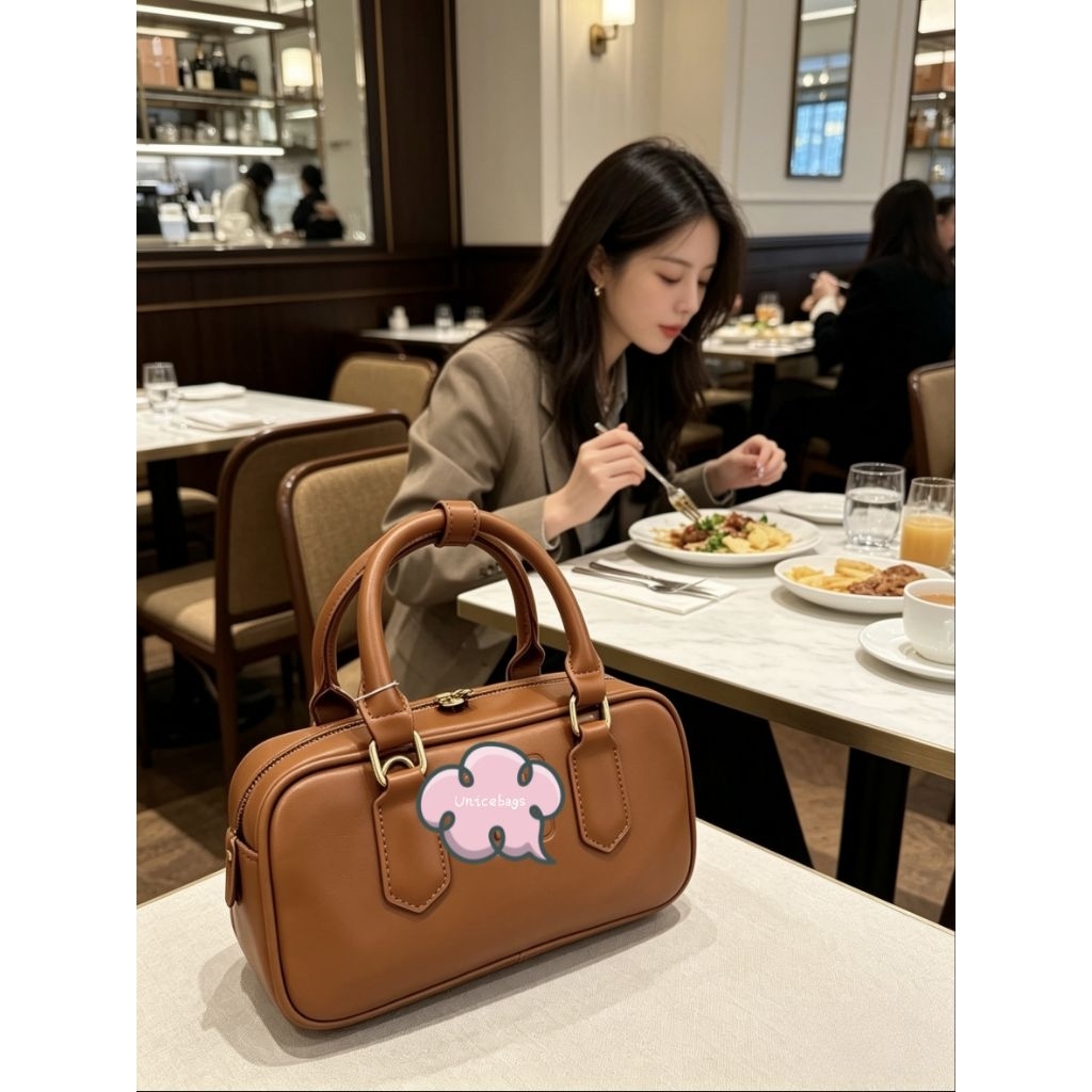 UNICEBAGS - New Tas Tangan Wanita Model Koper Mini 23cm - Warna Cokelat Tua merah Apricot coffee hit