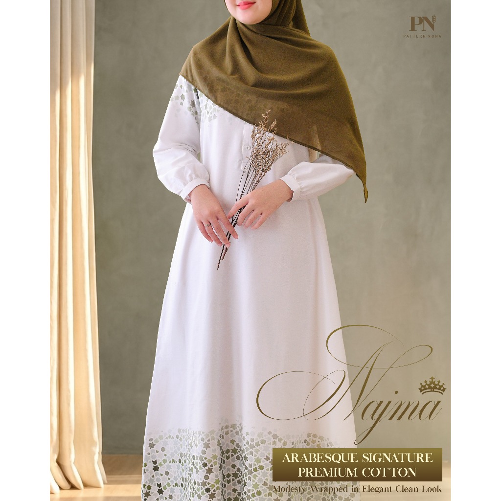 Pattern Nona Dress Najma Premium Cotton Gamis Wanita Katun Premium Adem Lembut