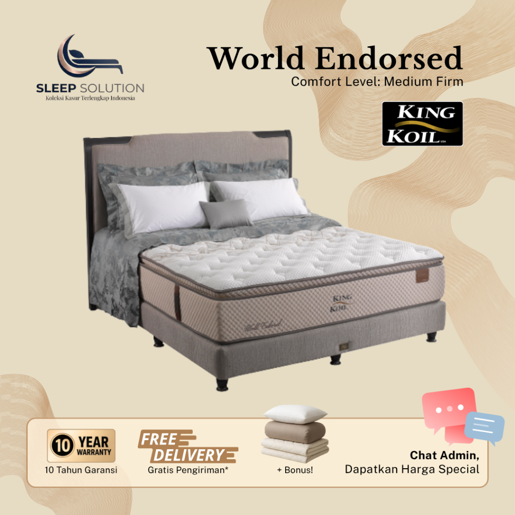 KING KOIL WORLD ENDORSED I Kasur Spring Bed | Matras Premium | 100x200, 120x200, 160x200, 180x200, 2