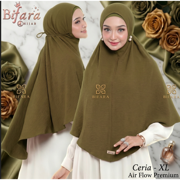 Hijab Bifara Crinkle Jumbo Tali / Hijab Syari Crinkle Bergo Instan / Jilbab Simple Jumbo Syari