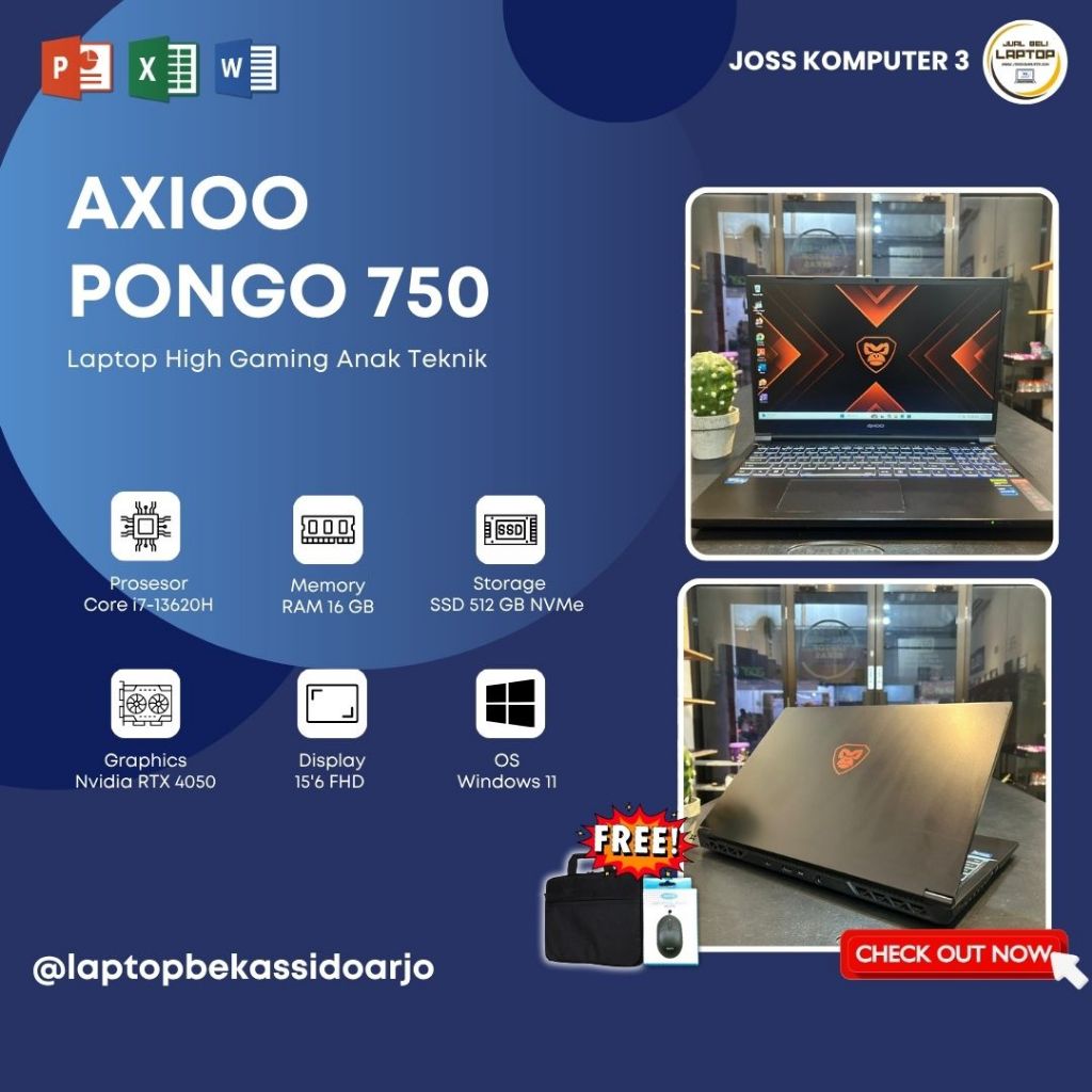 LAPTOP GAMING AXIOO PONGO 750 // RTX 4050 (6GB)